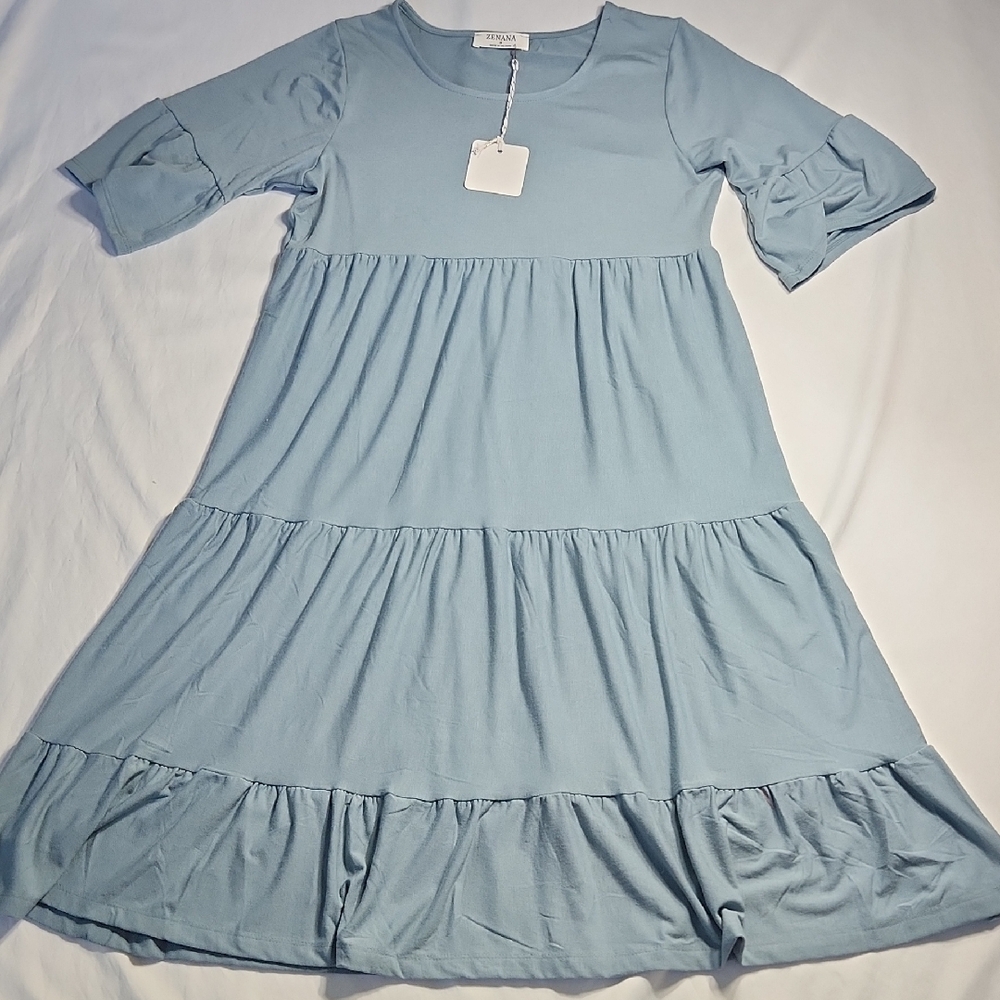 Zenana Tiered Ruffle Midi Dress – Sizes S & XL – NWT - Picture 1 of 6